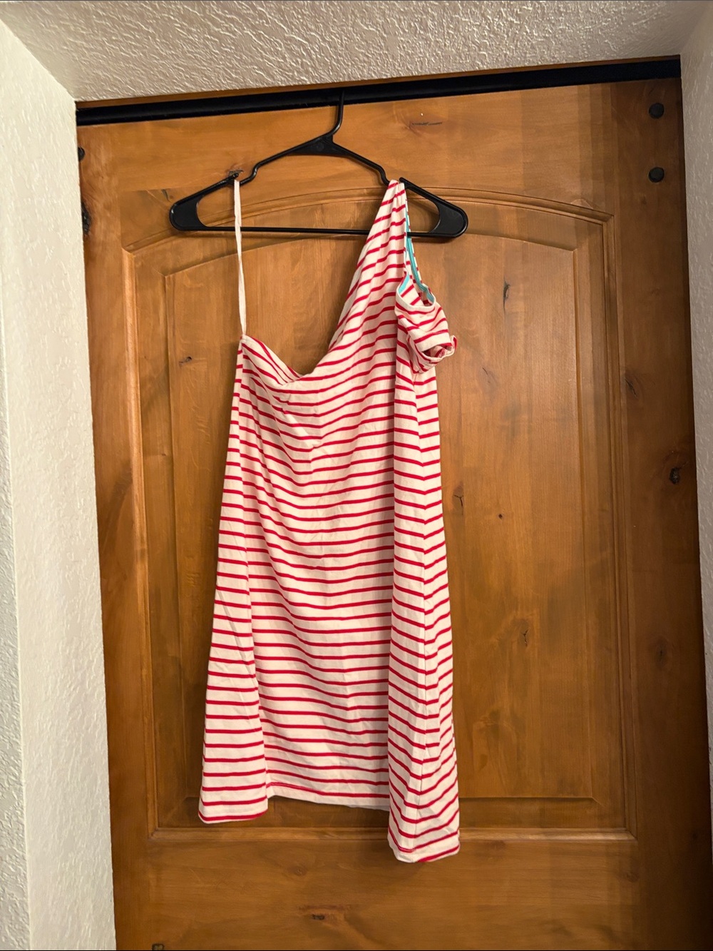 Maeve Red and White Striped Tank with Teal Trim